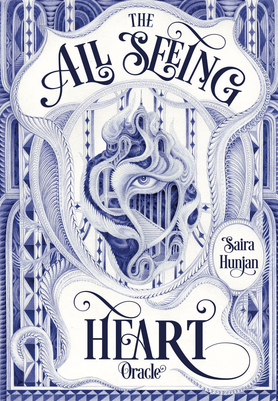 The All Seeing Heart Oracle blue box with ornate heart and mystical eye design — Eternal Spirit
