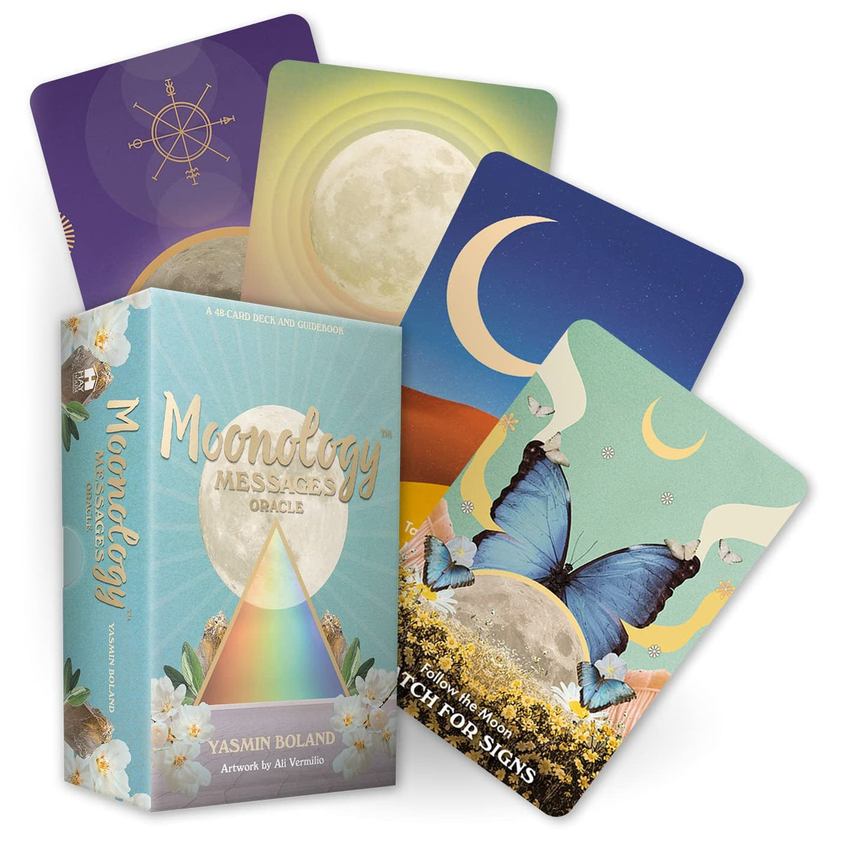 Moonology Messages Oracle box with celestial bodies and Law of Attraction text — Eternal Spirit