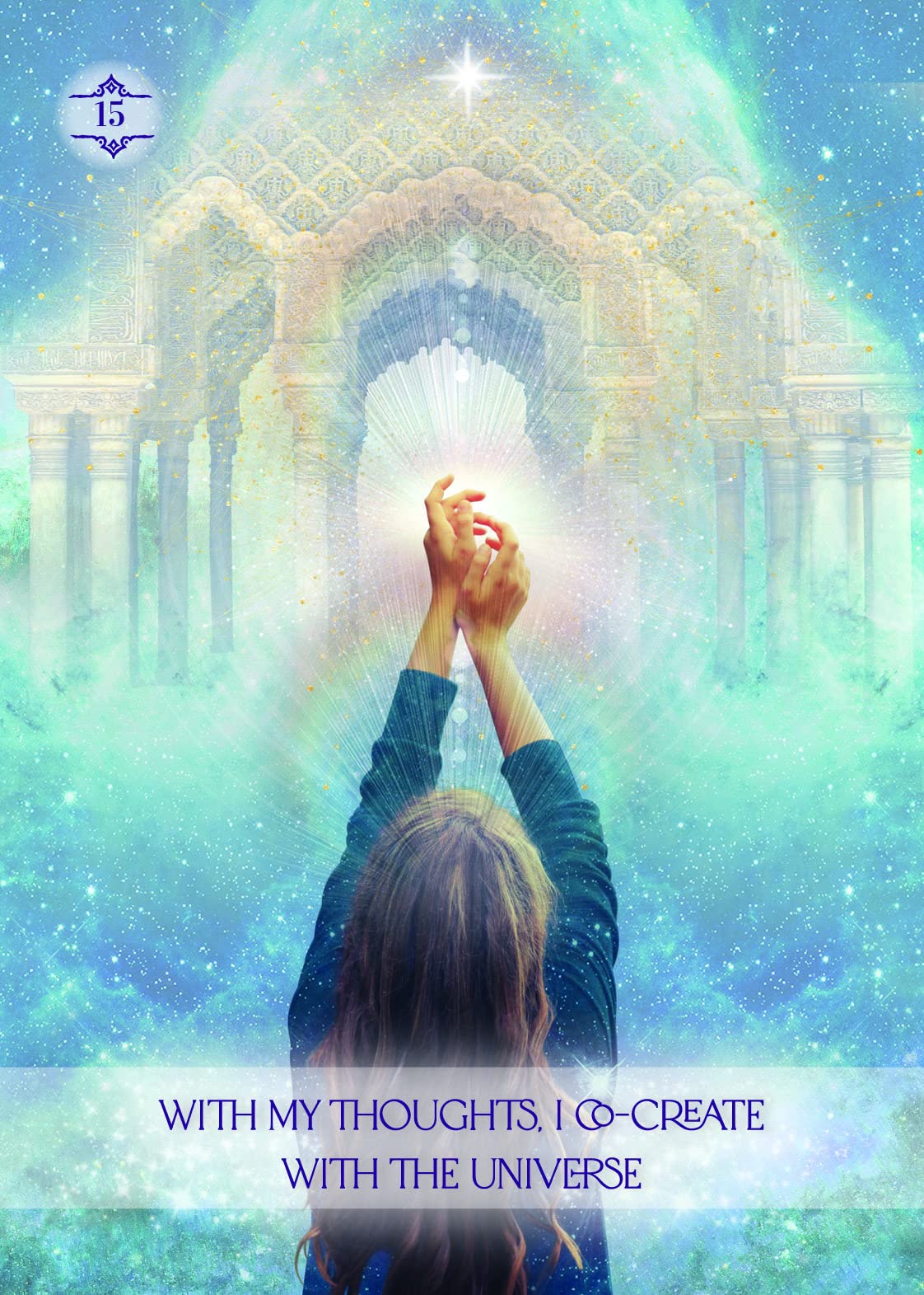 The Law of Positivism Healing Oracle card portraying the deck's otherworldly aesthetic — Eternal Spirit