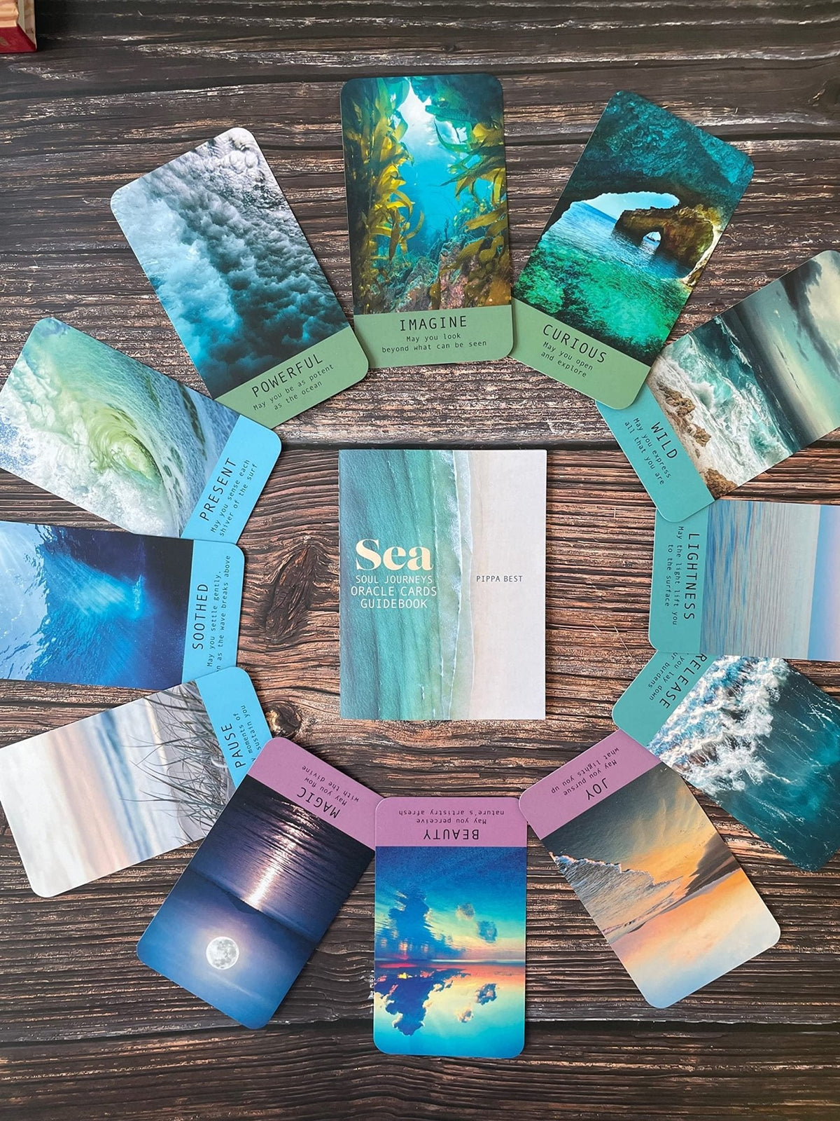 Sea Soul Journeys Oracle deck, Coastal landscape card with turquoise sea and dramatic cliffs — Eternal Spirit