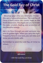Ascension Cards, Gold Ray of Christ card with detailed spiritual text and affirmation — Eternal Spirit