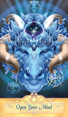 Seeker Oracle deck, Open Your Mind card with luminous cosmic eye and radiating light beams — Eternal Spirit