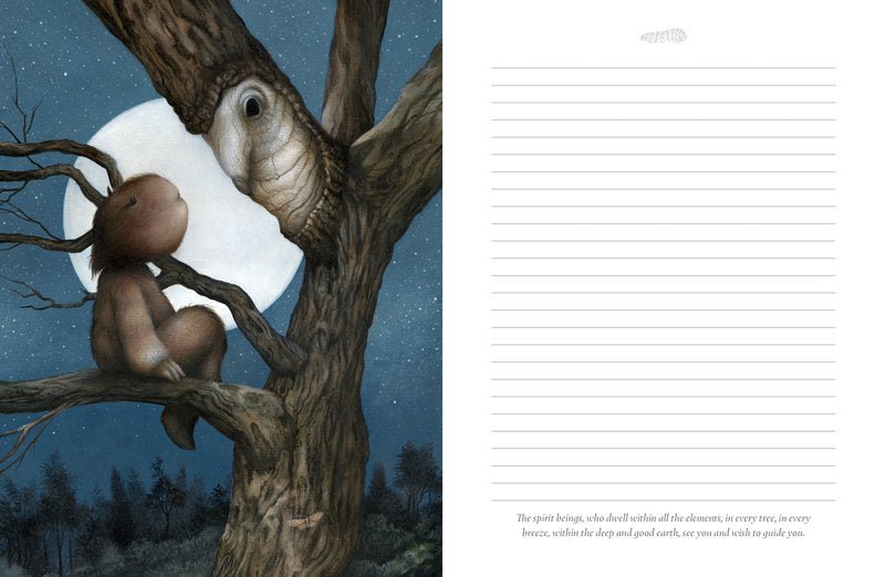 Into the Lonely Woods Journal revealing the journal's guided writing prompts — Eternal Spirit