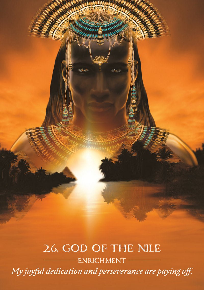 Water Temple Oracle deck, God of the Nile card with Egyptian water deity and sacred river scene — Eternal Spirit