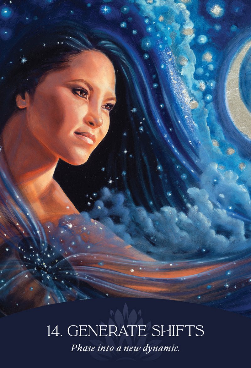 Whispers Of Aloha Oracle deck, Generate Shifts card with rainbow waterfall and Hawaiian spiritual scene — Eternal Spirit