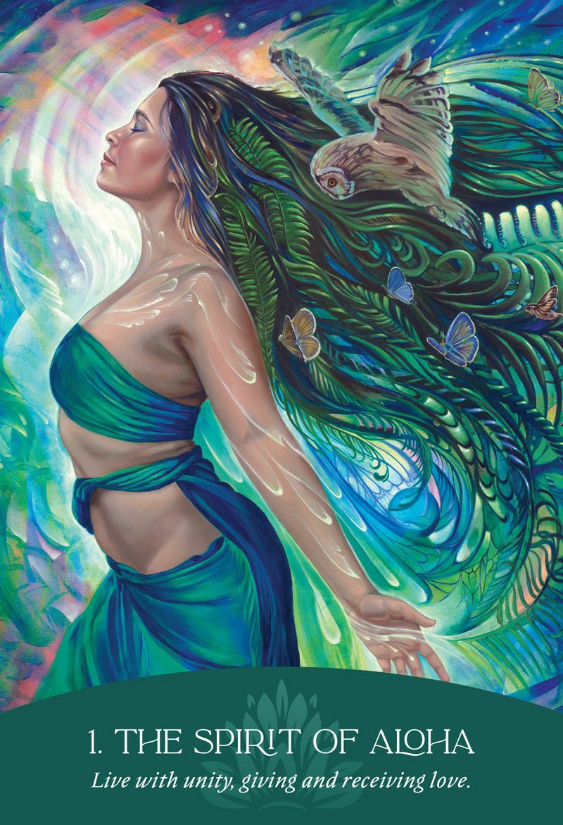 Whispers of Aloha Oracle card presenting the deck's visionary illustrations — Eternal Spirit