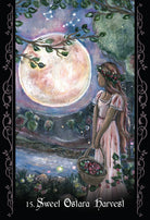 The Solitary Witch Oracle deck, Sweet Ostara Harvest card with spring goddess and flowering branches — Eternal Spirit