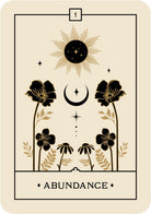 Voice Of The Souls Oracle deck, Abundance card with minimalist botanical clover and celestial symbols — Eternal Spirit