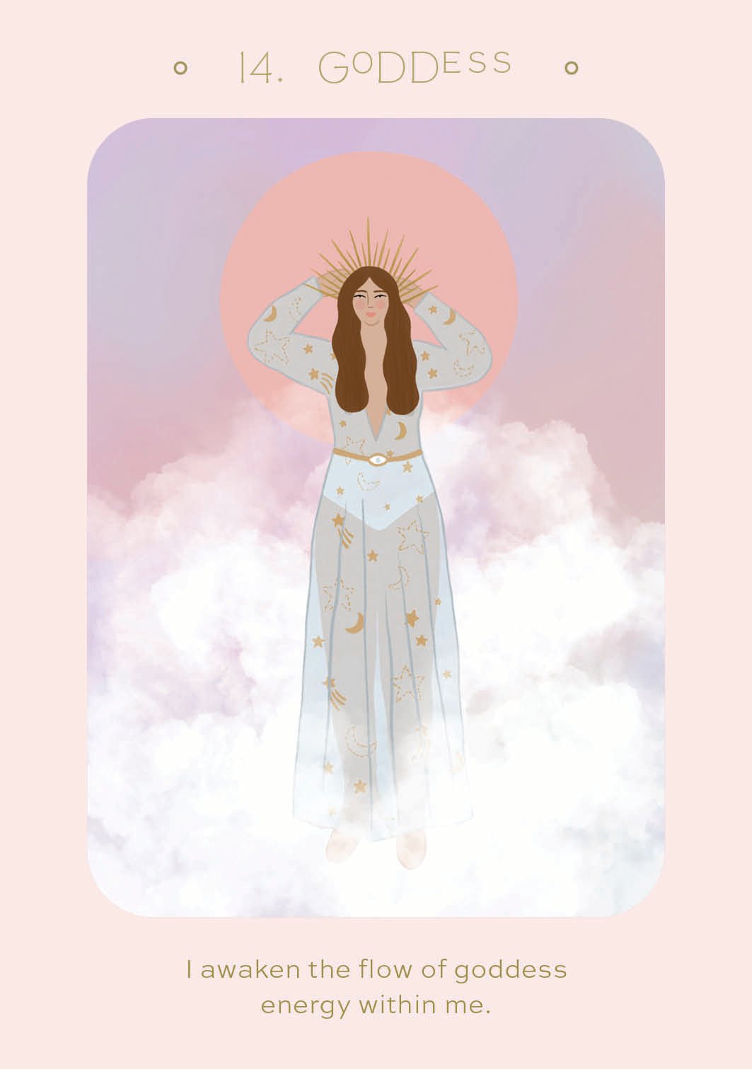 Daily Rituals Oracle deck, Angelic woman in white with golden light, guidance energy flows message — Eternal Spirit