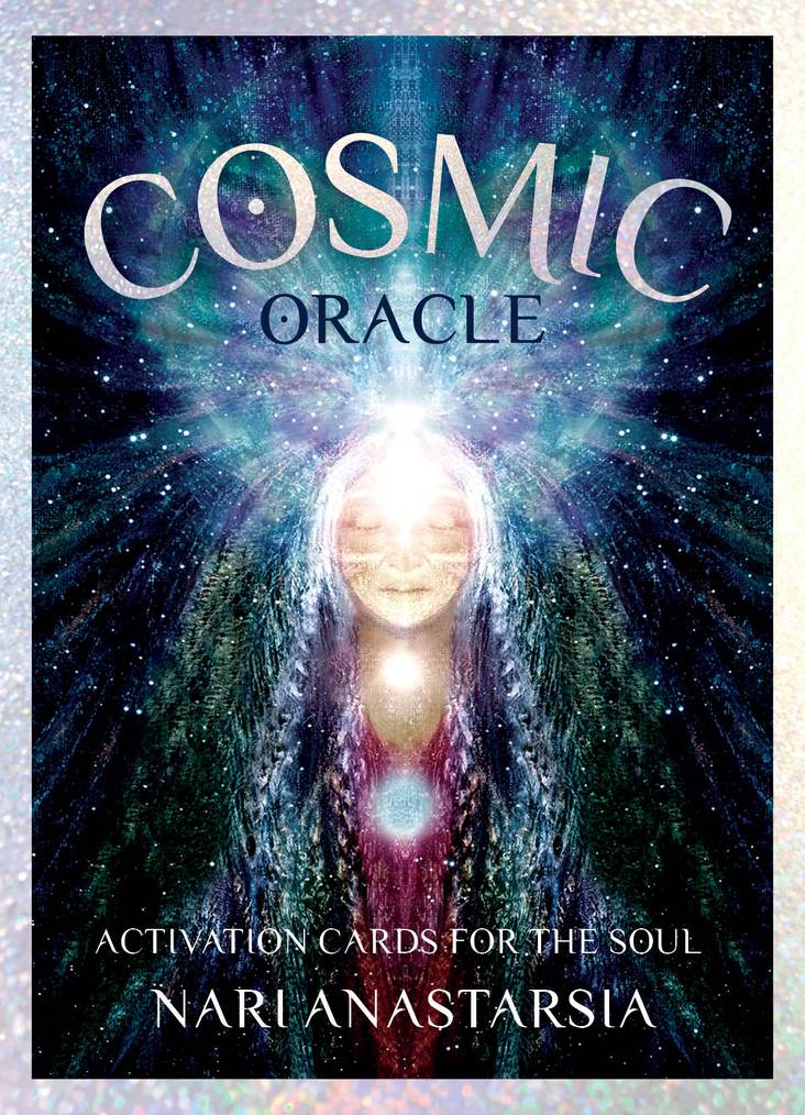 Cosmic Oracle box with ethereal woman in cosmic light by Nari Anastarsia — Eternal Spirit