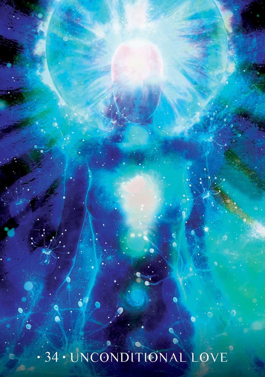 Unconditional Love card with colourful cosmic energy burst pattern — Eternal Spirit