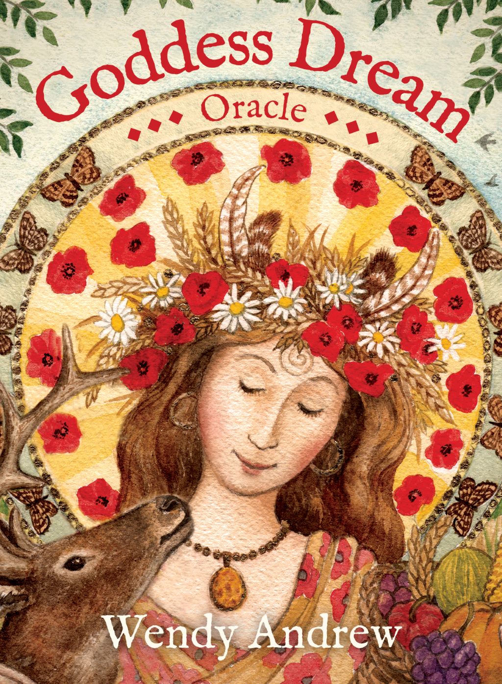 Goddess Dream Oracle box with goddess amid red flowers by Wendy Andrew — Eternal Spirit