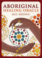 Aboriginal Healing Oracle red box with hand holding serpent in dot-art by Mel Brown — Eternal Spirit