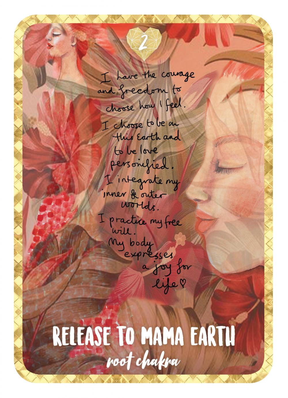 Self-Love Oracle deck, Release to Mama Earth card with Indigenous woman and sacred ceremony — Eternal Spirit