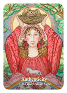 Goddess Love Oracle deck, Authenticity card with goddess in ornate red and gold frame — Eternal Spirit