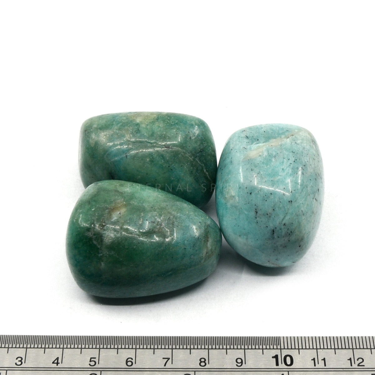 close-up of extra-large Amazonite tumbles showing natural colour and lustre — Eternal Spirit