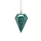Sea-Green Amazonite large faceted pendulum on silver chain — Eternal Spirit