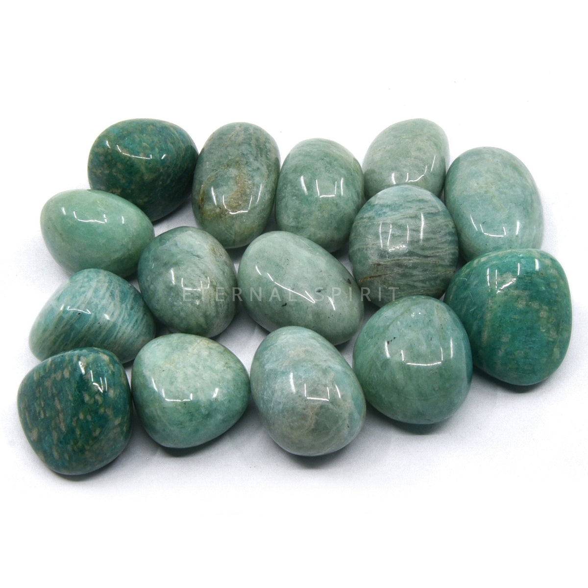 collection of polished Amazonite tumble stones — Eternal Spirit