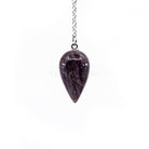 Violet Amethyst teardrop pendulum on silver chain — Eternal Spirit