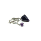 Close-up of Amethyst small faceted pendulum, violet stone detail — Eternal Spirit