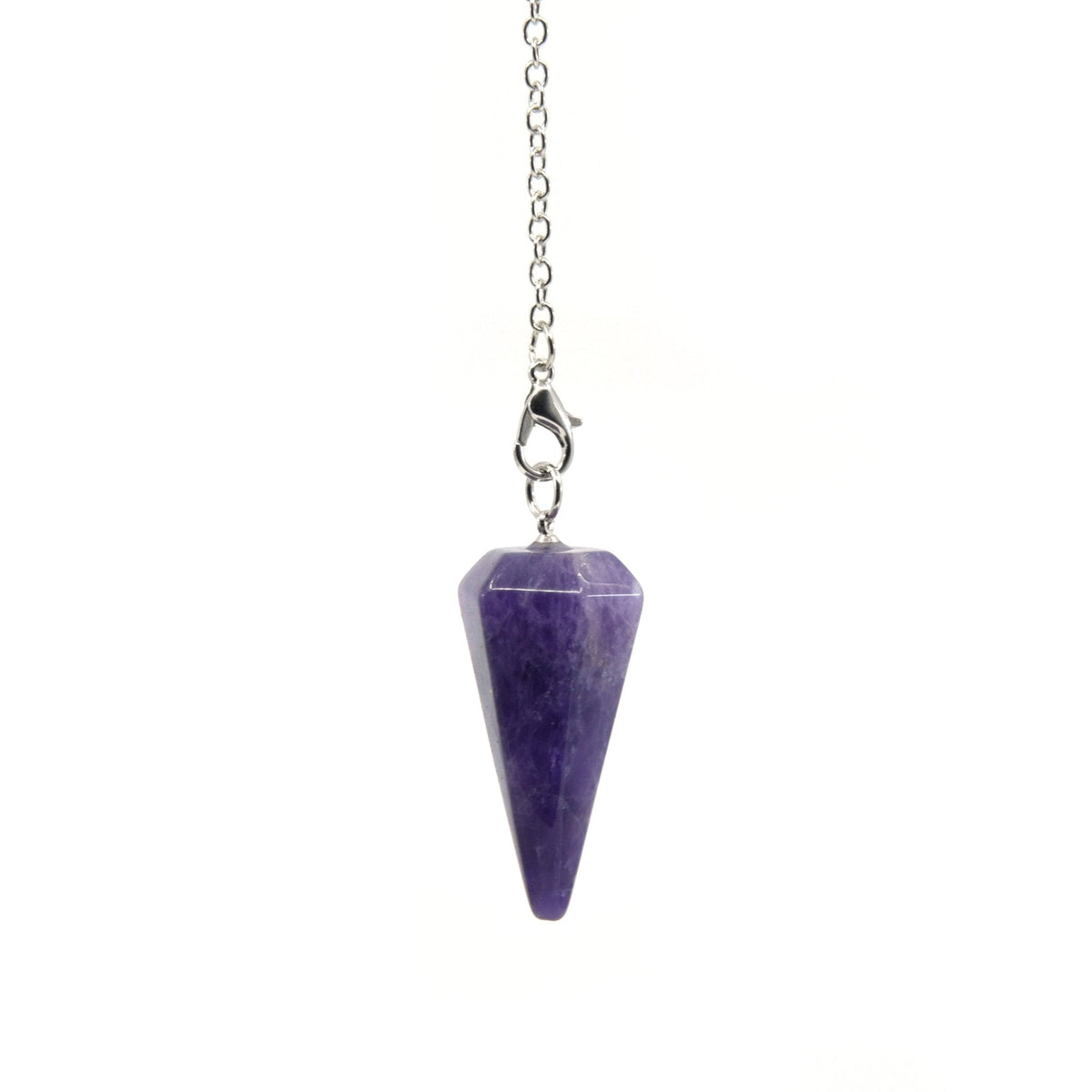 Violet Amethyst medium faceted pendulum on silver chain — Eternal Spirit