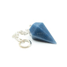 Close-up of Angelite large faceted pendulum, sky-blue stone detail — Eternal Spirit