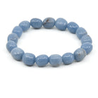 polished Angelite tumbled round bead bracelet on white background — Eternal Spirit