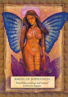 Angels Gods And Goddesses deck, Angel of Joyfulness card in warm pink and gold watercolour tones — Eternal Spirit