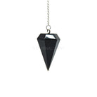 Glossy Black Obsidian (Black) large faceted pendulum on silver chain — Eternal Spirit