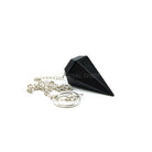 Close-up of Onyx (Black) large faceted pendulum, sleek black stone detail — Eternal Spirit