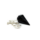 Close-up of Tourmaline (Black) large faceted pendulum, jet black stone detail — Eternal Spirit