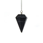 Jet Black Tourmaline (Black) large faceted pendulum on silver chain — Eternal Spirit