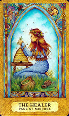 The Healer Page of Mirrors card with girl and frog by water, Chrysalis Tarot — Eternal Spirit