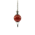 Fiery Orange Carnelian sphere pendulum on silver chain — Eternal Spirit