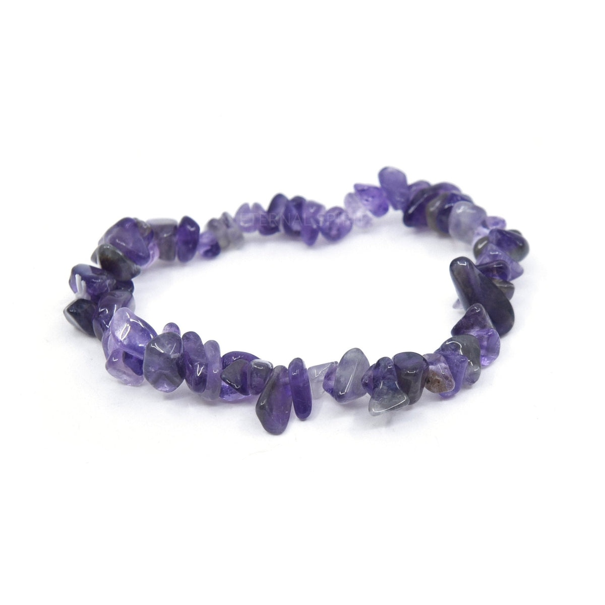 natural Amethyst crystal chip bracelet with raw stone texture — Eternal Spirit