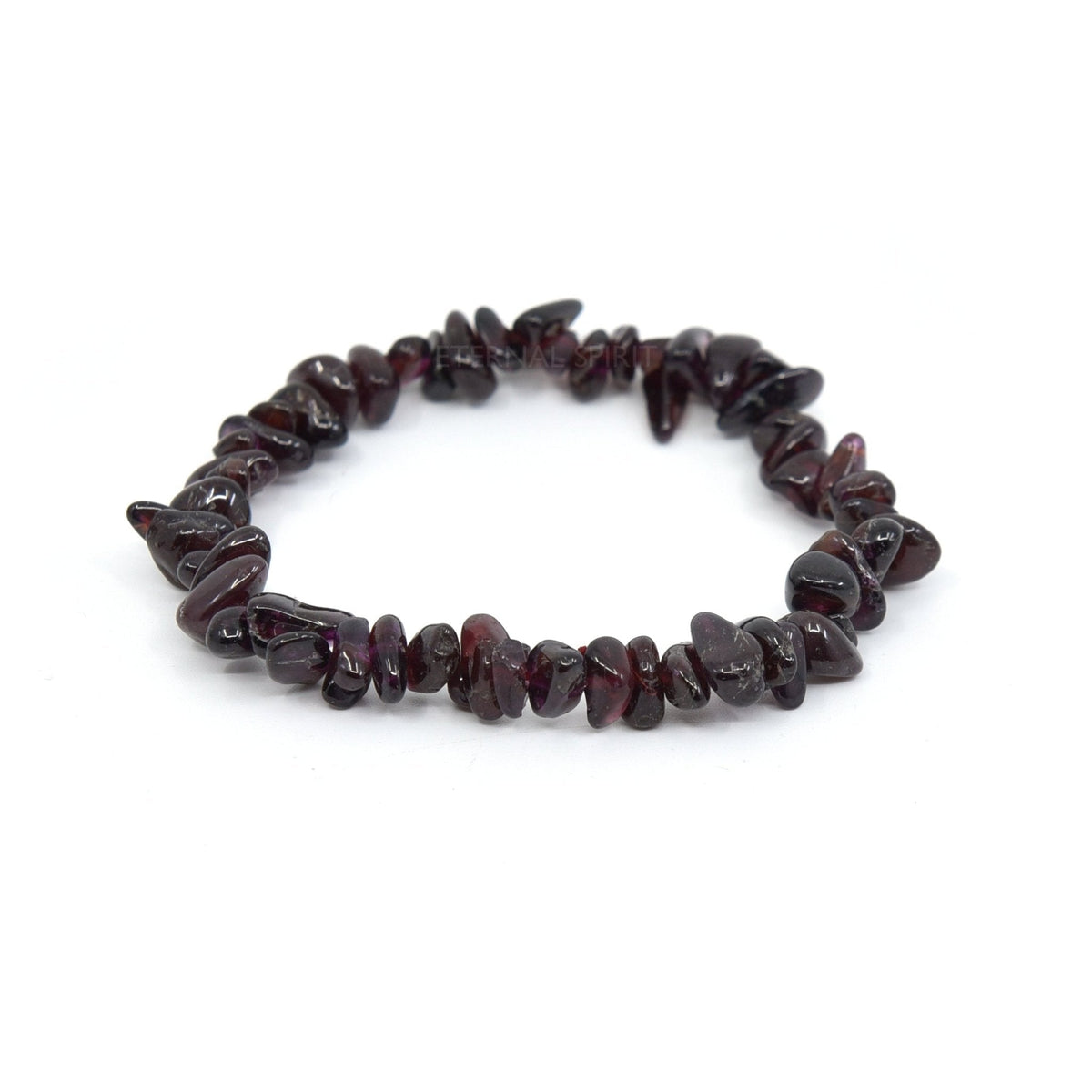 natural Garnet (Red) crystal chip bracelet with raw stone texture — Eternal Spirit
