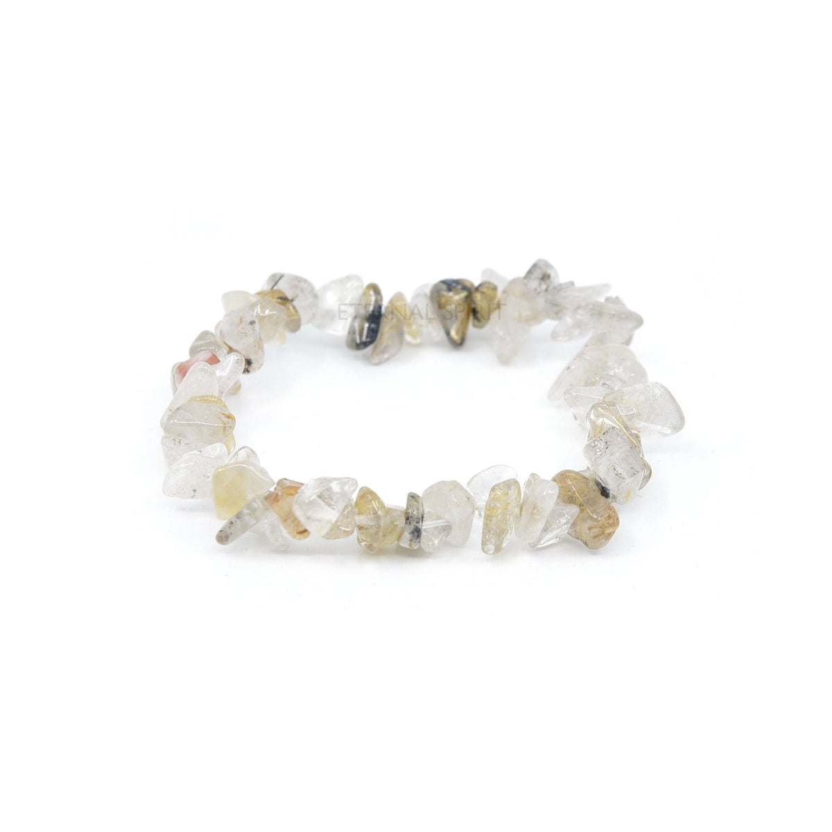natural Quartz (Rutilated) crystal chip bracelet with raw stone texture — Eternal Spirit