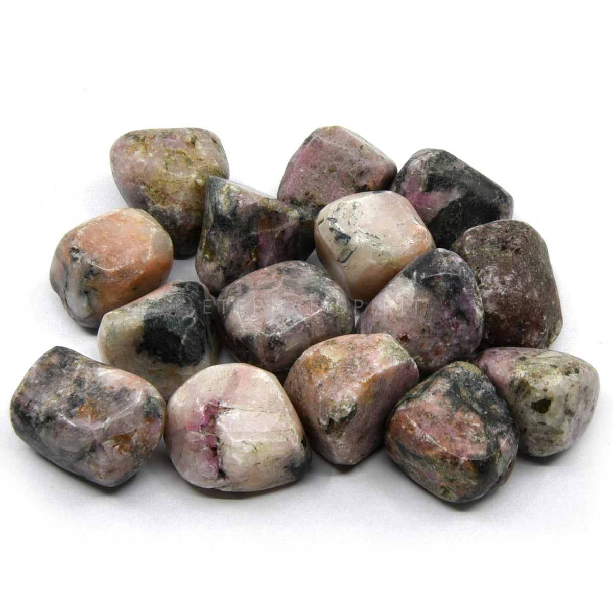 collection of polished Calcite (Cobaltian) tumble stones — Eternal Spirit