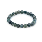 polished Agate (Moss) 8mm round bead bracelet on white background — Eternal Spirit
