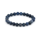 polished Dumortierite 8mm round bead bracelet on white background — Eternal Spirit