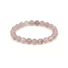 soft pink Strawberry Quartz 8mm round bead bracelet on white — Eternal Spirit