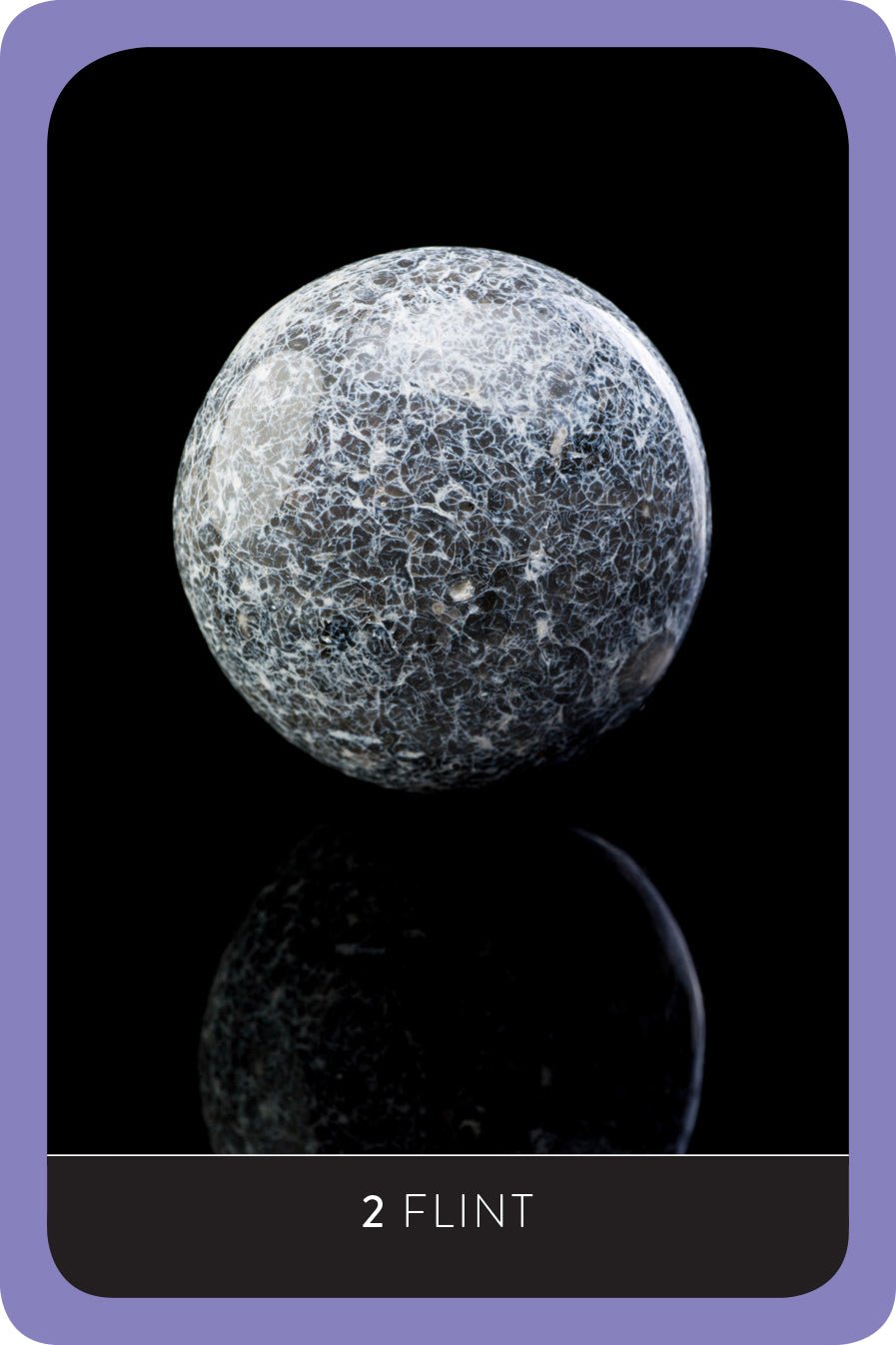 The Crystal Wisdom Healing Oracle deck, Flint card with dark moon and crystal sphere illustration — Eternal Spirit