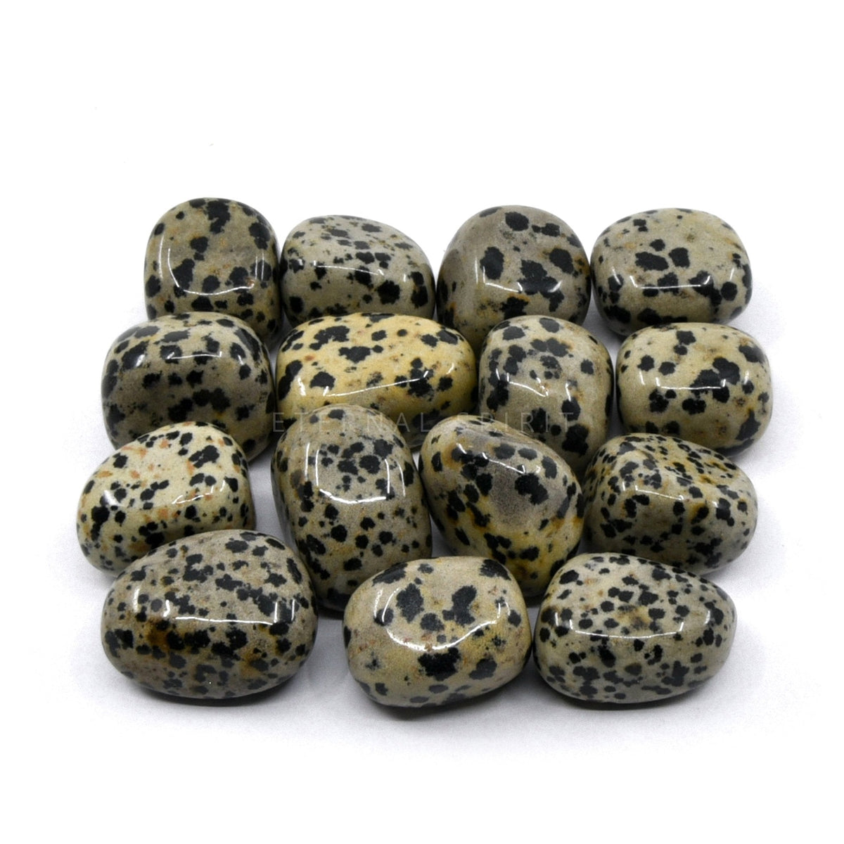 collection of polished Dalmatian Stone tumble stones — Eternal Spirit