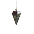 Deep Forest Green Jasper (Dragon's Blood) large faceted pendulum on silver chain — Eternal Spirit