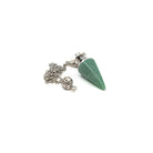 Close-up of Aventurine (Green) metal cone pendulum, verdant green stone detail — Eternal Spirit