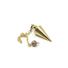 Close-up of gleaming gold metal cone pendulum, metal finish detail — Eternal Spirit