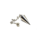 Close-up of polished silver metal cone pendulum, metal finish detail — Eternal Spirit