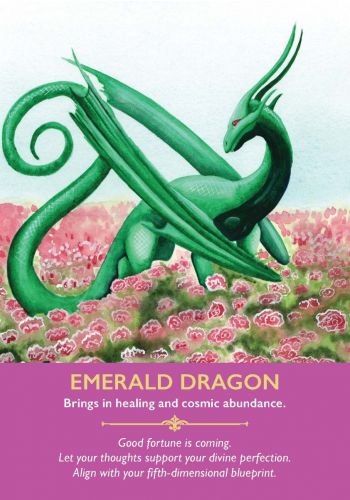 Emerald Dragon card with green dragon bringing healing and cosmic energy — Eternal Spirit