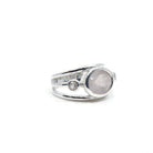 elegant side profile of Quartz (Rose) ring #R547, the gemstone catching light — Eternal Spirit