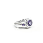 elegant side profile of Amethyst ring #R549, the gemstone catching light — Eternal Spirit
